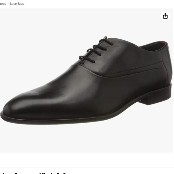 HUGO Boss Men's Appeal_oxfr_bu Oxford Flat Black Leather Dress Shoes  12 - Picture 2 of 15